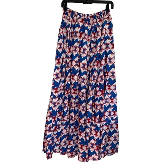 Rainbow Dresses & Skirts - Rainbow Blue, White and Maroon Full Circle Maxi Skirt with Pockets, 100% Cotton